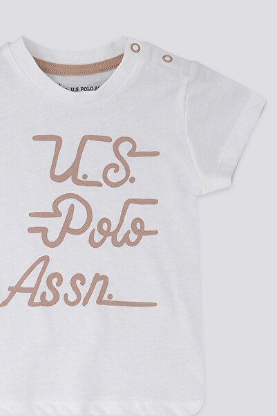 U.S. Polo Assn. U.s. Polo Assn Writing Pattern Krem Vizon Bebek Tshirt Takım