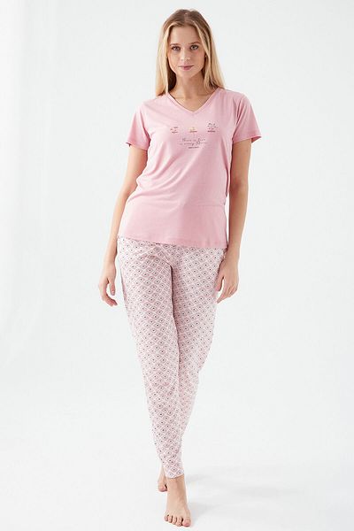 Pierre Cardin Set de pijamale cu mânecă scurtă pentru femei There Is Love Sweet Pink