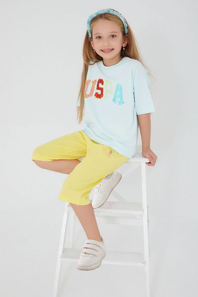 U.S. Polo Assn. Base. Polo Assn Round Font Color Cream Girls' Capri Set