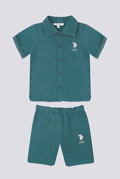 U.S. Polo Assn. Kindly Pastel Green Baby Polo Collar T-shirt Set
