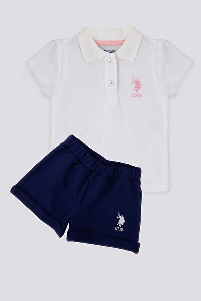 U.S. Polo Assn. Creamy Intensity Beyaz Bebek T-shirt Şort Takım