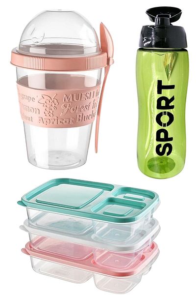 Buffer ® Earthquake Practical Kitchen Kit-1 Shockproof Water Bowl + Storage Container + Food Container with Spoon