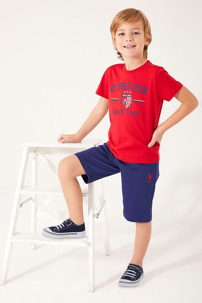 U.S. Polo Assn. Assn Team Crest Red Boy Bermuda Suit