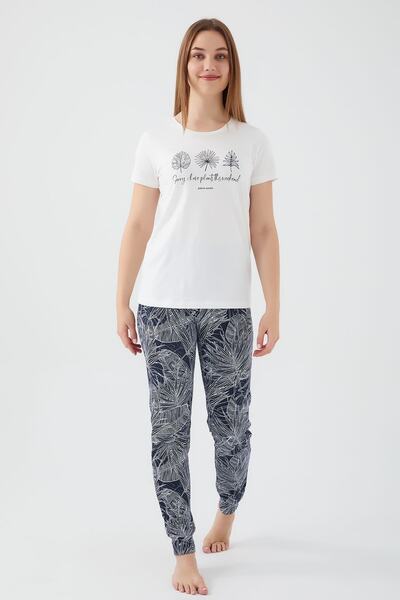 Pierre Cardin The Weekand Plan Krem Kadın Kısa Kol Pijama Takım