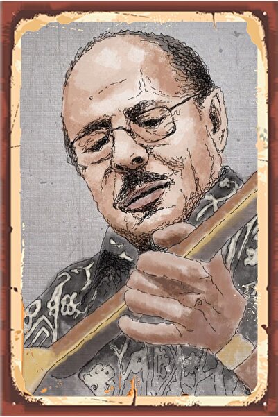 hediyeniburadabul Neşet Ertaş Ρετρό Ξύλινη Αφίσα Τοίχου 20x30