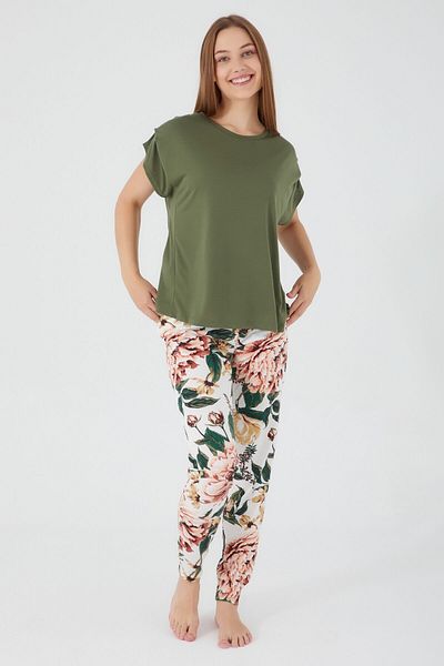 Arnetta Costum de pijama cu mânecă scurtă pentru femei Soft Green