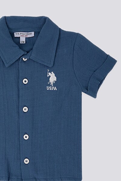 U.S. Polo Assn. Glowing Lacivert Bebek Gömlek Şort Takım