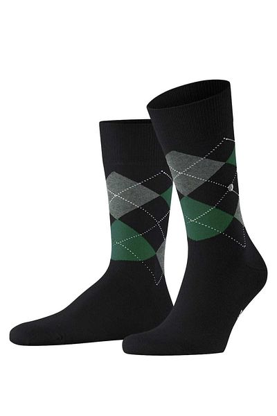 Burlington Herren Socken – König, Baumwolle, Rautenmuster, Logo-Emblem