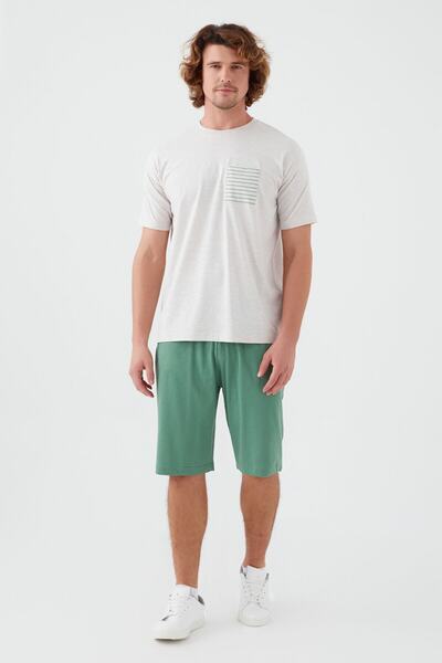 ROLY POLY Rolypoly Strepad Beige Melange Men's Bermuda Suit