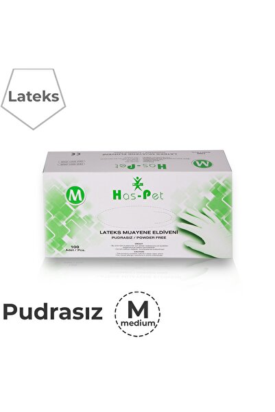 Has-Pet Haspet Pudrasız Muayene Eldiveni Medıum 100'lü (2 Paket)