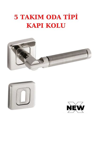 ARON (7 Sets) Sofuoğlu Square Şebboy Door Handle (3+1) Circle Set Stainless Nickel Satin Aluminum / Steel
