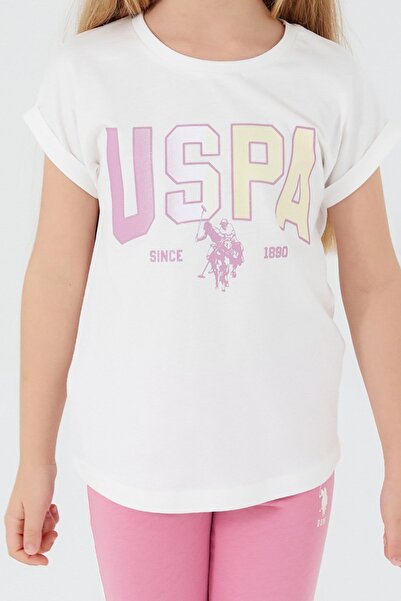 U.S. Polo Assn. Shapeless Writing Cream Girl's Bermuda Set