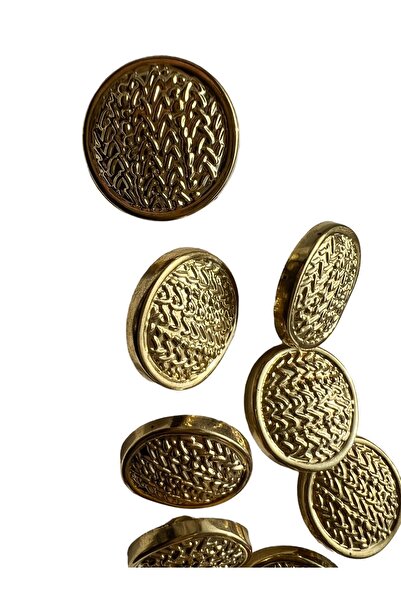 Mothu Gold Orta Kabartma Işlemeli 3,0 Cm Büyük 5 Adet Vintage Düğme