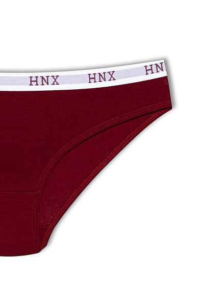 HNX Chiloți de damă cu elastic din jacquard din bumbac burgundă