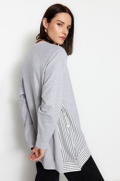 Trendyol Modest Πλεκτό τούνικ σε γκρι μεγάλο μέγεθος - Υφαντό TCTSS23UK00092