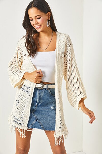 Olalook Női kőből készült áttört bojtos szezonális kötöttáru kardigán HRK-19000211