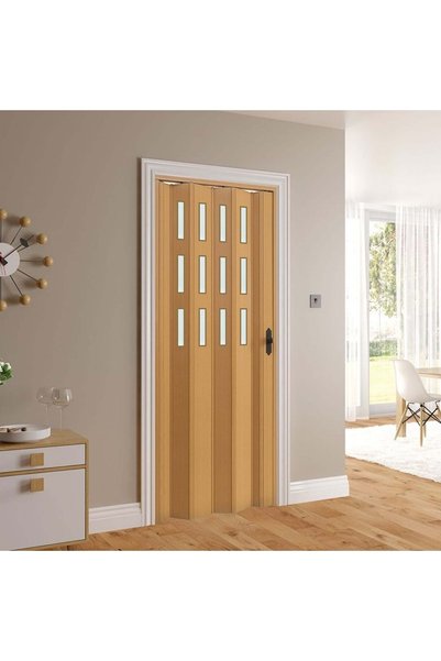 FARAN DEKORASYON 72 X 215 Meşe Renk Camlı Pvc Akordiyon Kapı - Frnakmodel-0-74