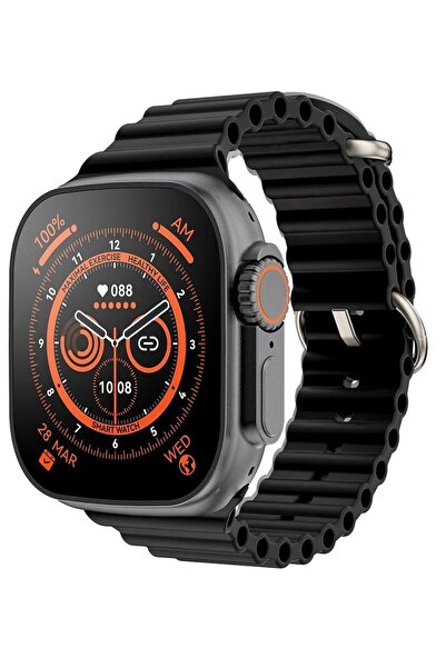 Wearfitpro Gs8+ Watch 8 Ultra 45mm Gerçek Kordon Kilitlemeli Akıllı Saat Çift...