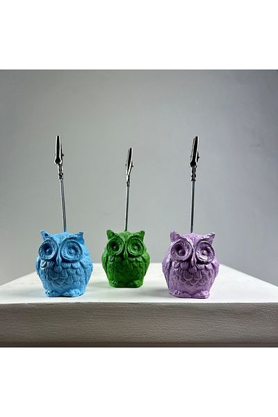 oasis decoration Owl Note Holder Set of 3 (lilac -light Blue - Green)