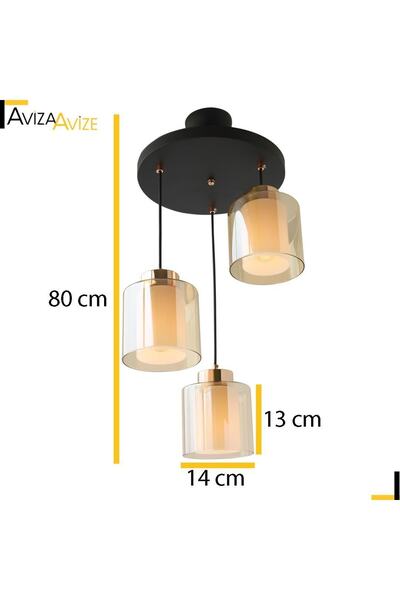 Aviza Avize Nova Bakır 3 Lü Bal Sarkıt Avize