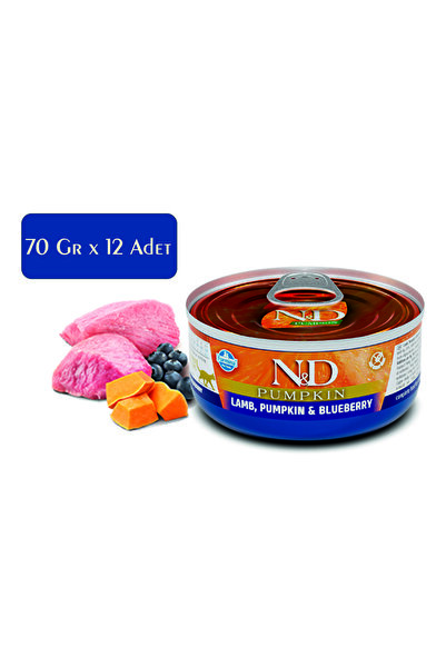 N&D Nd Pumpkin Kedi Konserve Mama Kuzu & Balkabağı & Yaban Mersini 70 gr * 12...