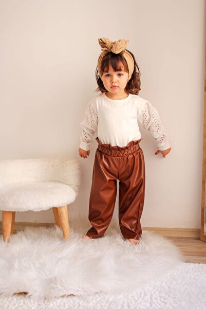 AYŞENUR YAPAKÇI Kız Çocuk Deri Pantolonlu Takım