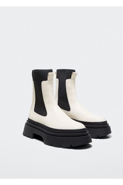MANGO Woman Stiefeletten mit dicker Sohle und Kontrastfarbe