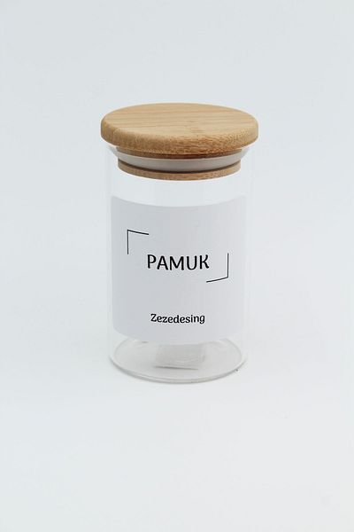 zezedesing Καπάκι Bamboo Γυάλινο Βαμβακερό Βάζο Κουτί 250ml