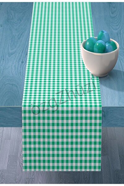 perlina home طاولة أنيقة منقوشة باللون الأخضر مقاس 45x140 سم