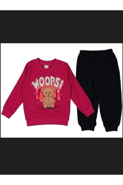 Bluokbeauty Ayıcık Alt Üst Sweatshirt 1-2-3 Yaş Çocuk Erkek Kız Sweat Shirt Tayt Eşofman Takım