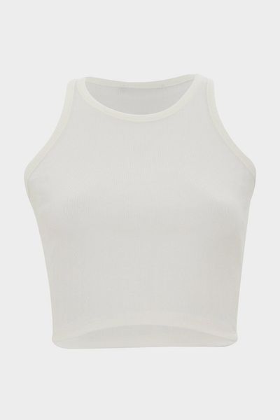 Açelya Okcu Halter Neck Fitted Crop Corded Blouse