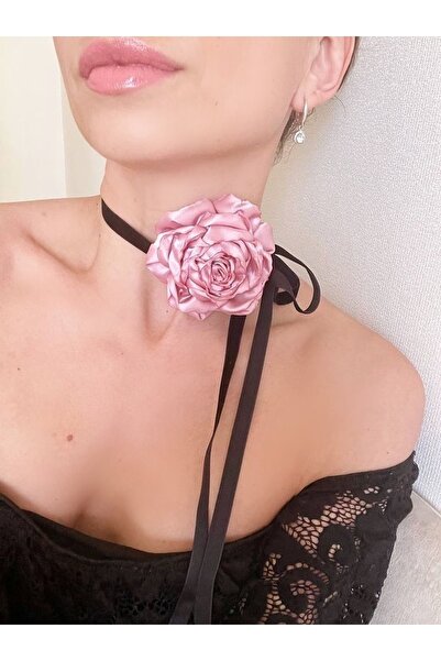 WAHSHE القماش المختنق زهرة قلادة روز قلادة Chocker ربط زهرة قلادة