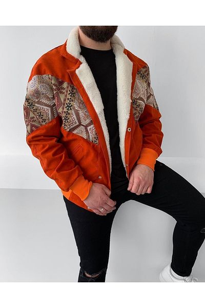 NO1 KONSEPT Palton portocaliu aztec vintage personalizat pentru bărbați