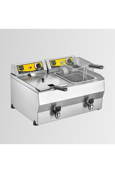 Remta Rem.r111 8+8 Lt Çiftli Yağ Tahliye Musluklu Elektrikli Fritöz 6400 W