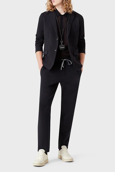 Emporio Armani بنطلون قطني مع جيوب مربوطة للخصر بنطلون رجالي 8n1pd8 1jhsz 0920
