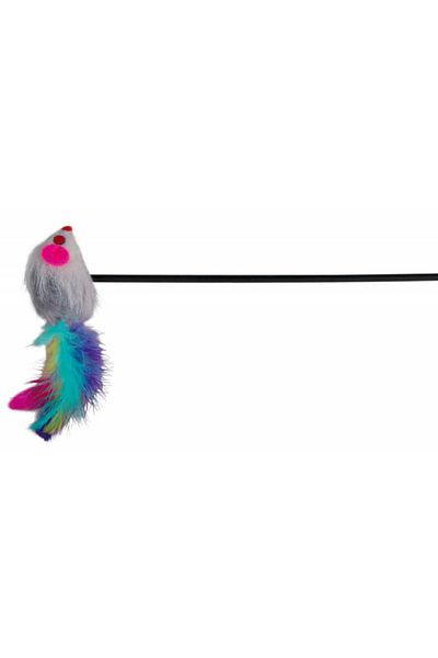Trixie Plush Mouse on Cat Fishing Rod Tip 50cm