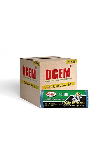 ÖGEM PLASTİK Wholesale Garbage Bag Jumbo Size 80x110 Cm - J500 (1 Box, 20 Pieces)