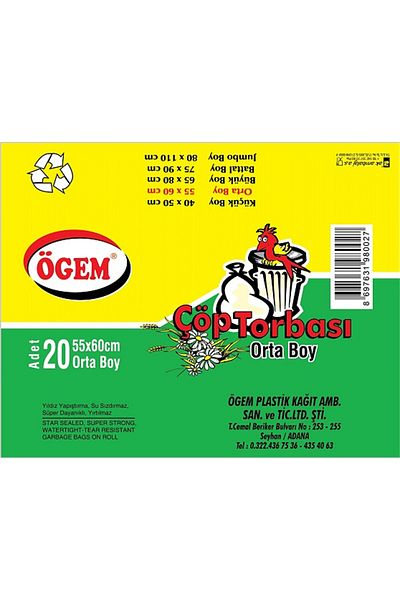 ÖGEM PLASTİK Wholesale Garbage Bag Medium Size 55x60 Cm (1 Box, 50 Pieces)