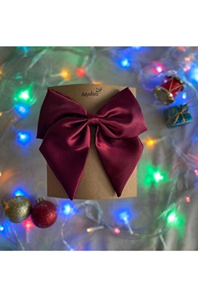 Satin Claret Red Bow Automatic Buckle