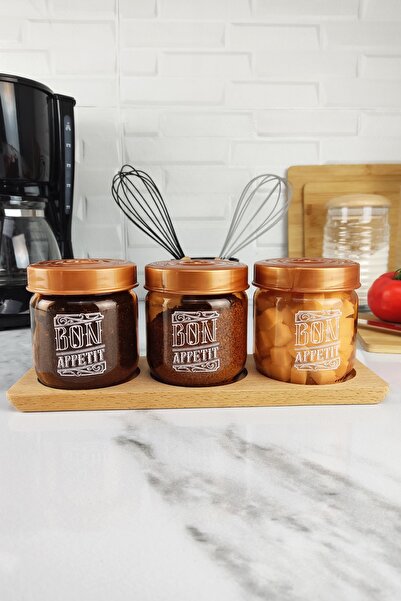 Digithome 3-Piece Glass Jar Set with Wooden Stand 425 Cc -172351-145 C1-1-139