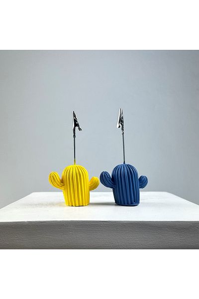 oasis decoration Cactus Note Holder Set of 2 (grey Blue-Yellow)