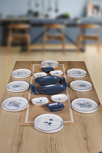 Keramika Buket's House Blue Magic 18-Piece Breakfast Set for 8 People