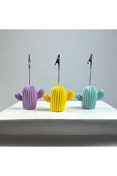 oasis decoration Cactus 3-Piece Note Holder Set (lilac - Yellow - Mint)