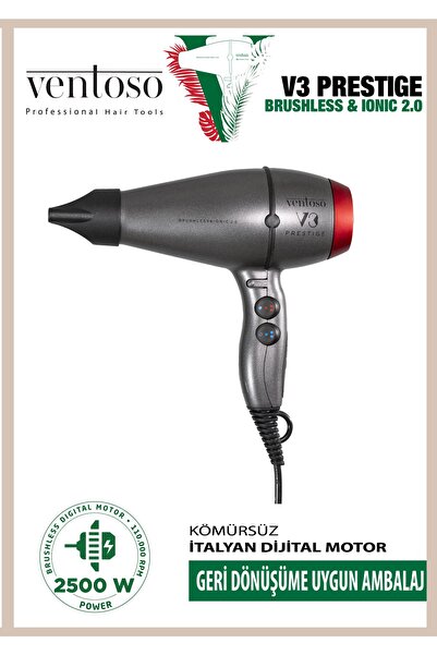 Ventoso V3 برستيج Brushless & Ionic 2.0 2500 واط مجفف شعر احترافي Gokturk Red