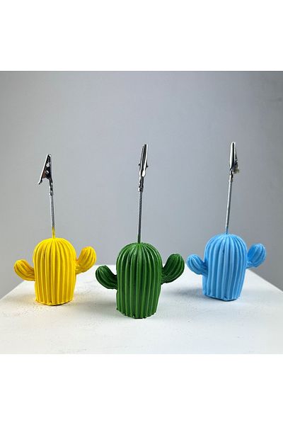 oasis decoration طقم حامل ملاحظات صبار مكون من 3 قطع (أصفر-أخضر-أزرق فاتح)