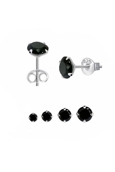 Adal Silver Kadın Gümüş Tektaş Küpe 3/4/5/6/7 Mm Zirkon Taşlı Çivili