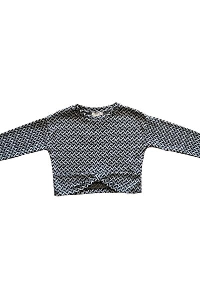 Çikoby Girl's Patterned Knitted Crop Blouse