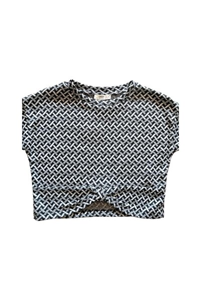 Çikoby Girl's Patterned Knitted Crop Blouse