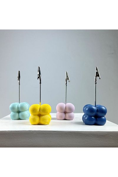 oasis decoration Bubble Note Holder Set of 4 ( Mint - Pink - Yellow - Gray Blue)