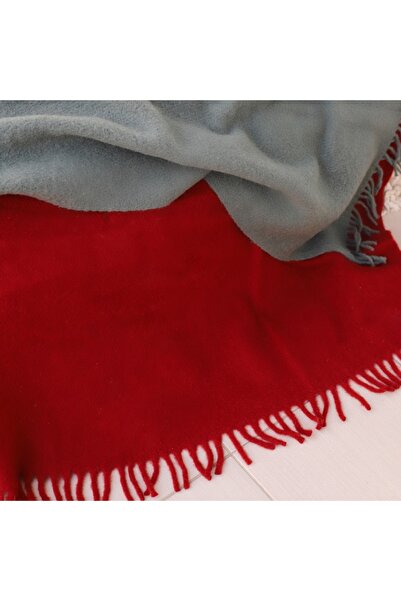 tante roza Woolmark Tek Kişilik %100 Saf Yün Battaniye Kırmızı